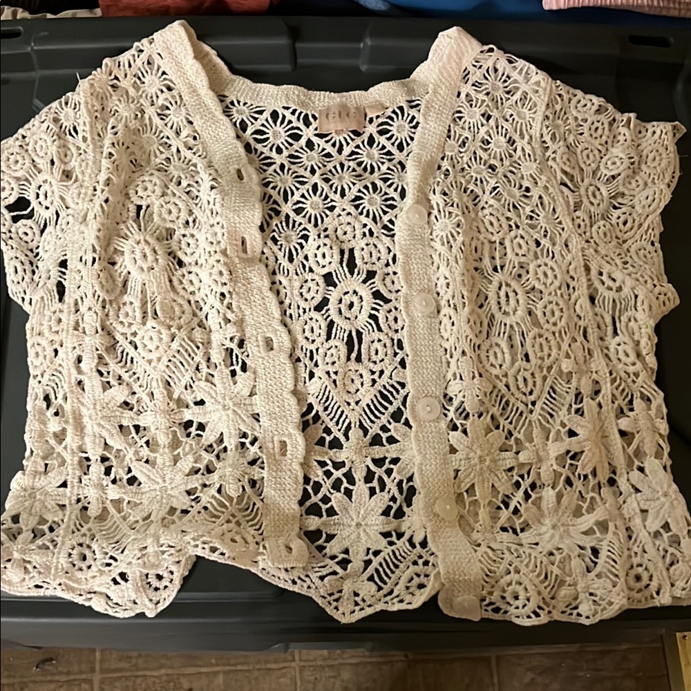 Elegant Cream Crochet Sweater